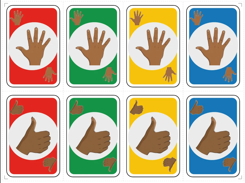 UNO de Señas — cartas de números y señas