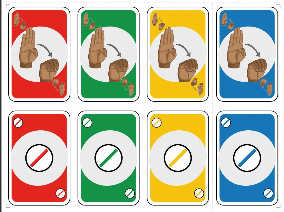 UNO de Señas — cartas de acción