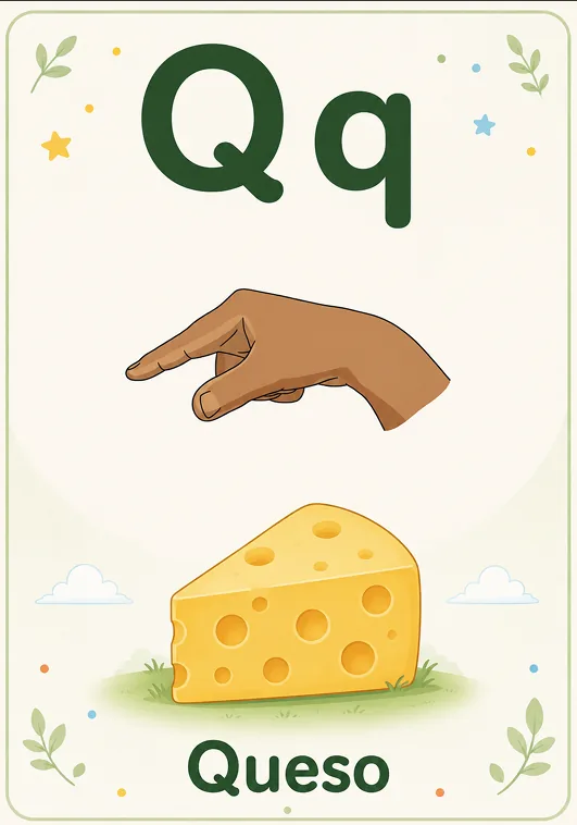 Alfabeto de pared en LSM — Q — Queso